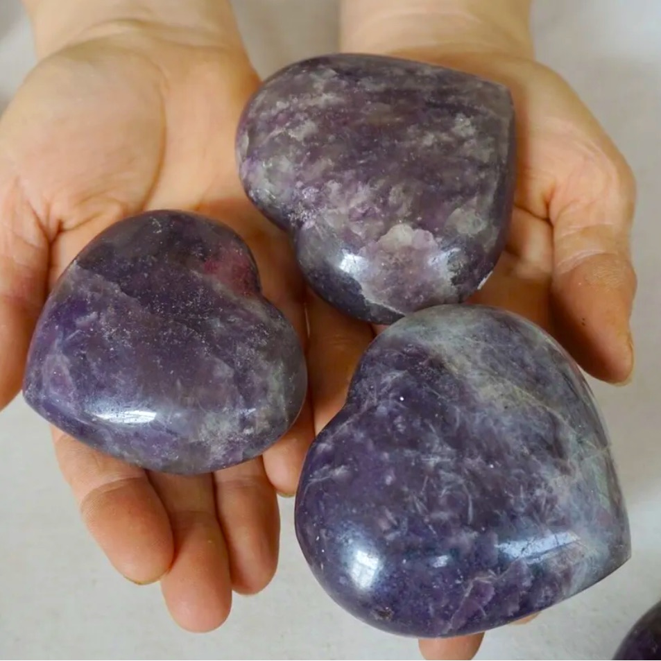 Charged Lepidolite Gemstone Hearts
